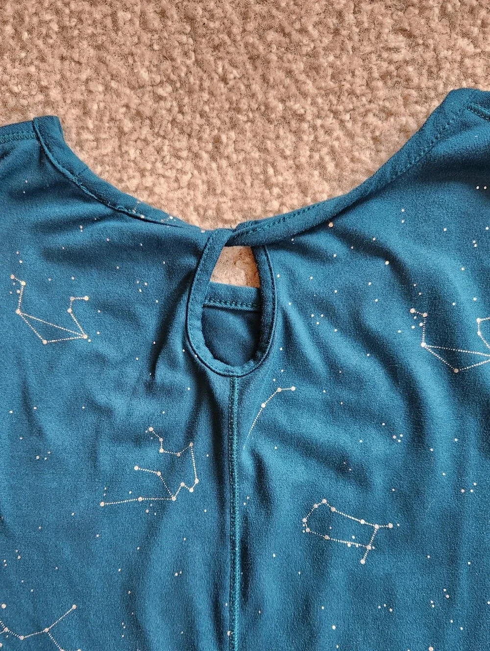 TEK Gear Girls Dk Teal Long Sleeve Shirt Constellation Pattern Keyhole XL 14-16